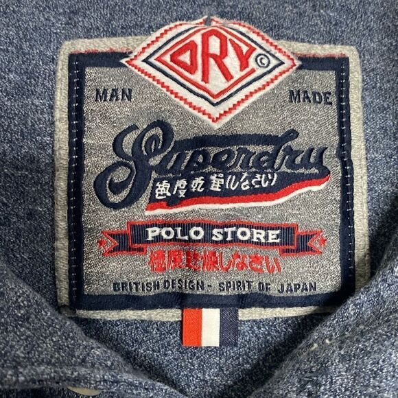 SUPERDRY Men’s “The Superstate Polo” Long Sleeves Bluish Gray Polo Shirt Size XL - Picture 4 of 6